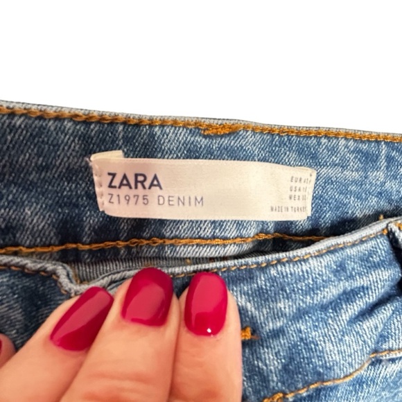 Zara Medium Wash Skinny Denim Jeans Striped Trim Up Legs Z1975 Sz 10-runs small - Picture 10 of 10